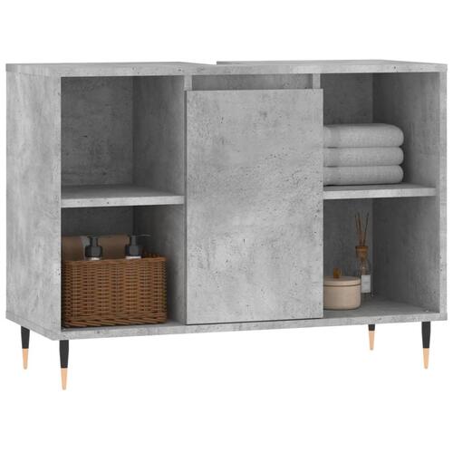 Badeværelsesskab 80x33x60 cm konstrueret træ betongrå