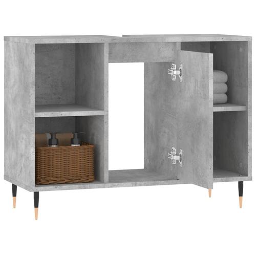 Badeværelsesskab 80x33x60 cm konstrueret træ betongrå