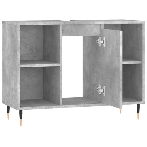 Badeværelsesskab 80x33x60 cm konstrueret træ betongrå