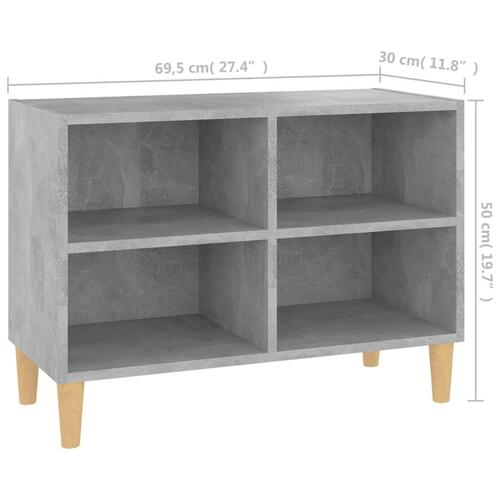 Tv-skab med massive træben 69,5x30x50 cm betongrå