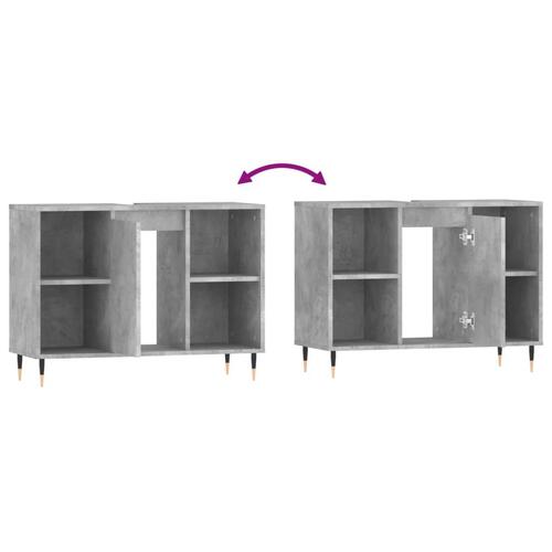 Badeværelsesskab 80x33x60 cm konstrueret træ betongrå
