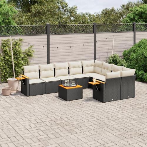 Sofasæt til haven 10 dele med hynder polyrattan sort