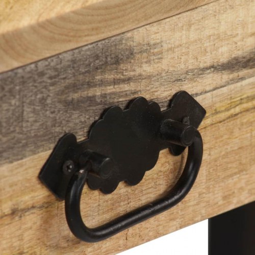 Skrivebord massivt mangotræ og ægte læder 117 x 50 x 76 cm