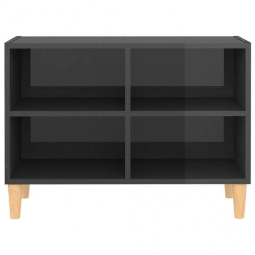 Tv-skab med massive træben 69,5x30x50 cm grå højglans