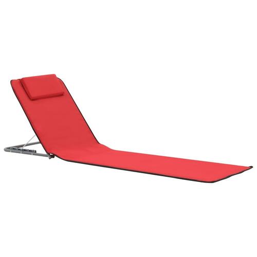 Foldbare strandmåtter 2 stk. stål og stof rød
