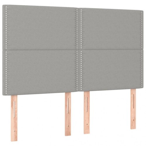 Sengeramme med justerbar sengegavl 140x200 cm - stof, lysegrå