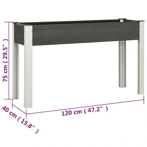 Højbed 120×40×75 cm i WPC - grå plantekasse på ben