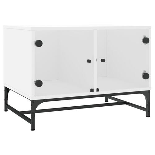 Sofabord med glaslåger 68,5x50x50 cm hvid