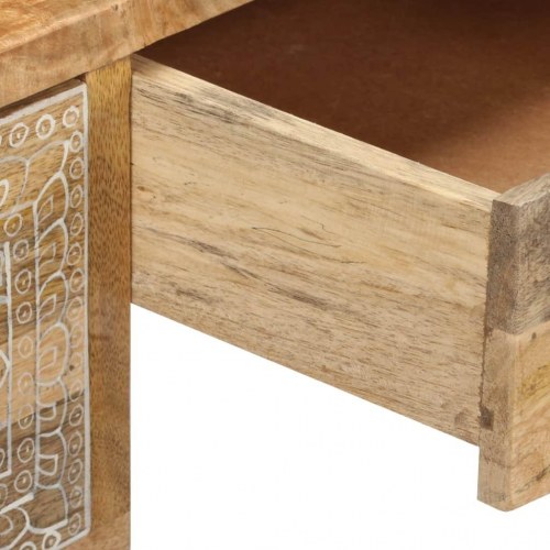 Skrivebord massivt mangotræ og ægte læder 117 x 50 x 76 cm