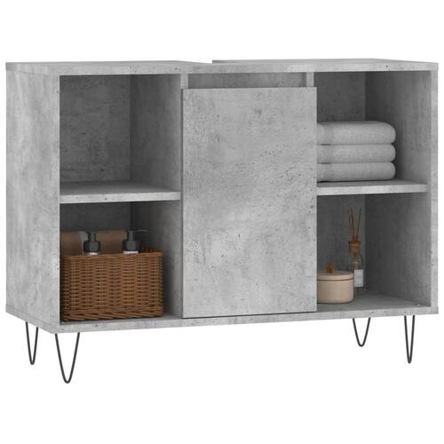 Badeværelsesskab 80x33x60 cm konstrueret træ betongrå