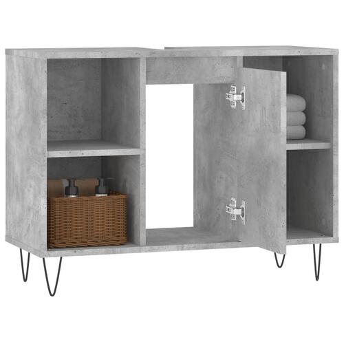 Badeværelsesskab 80x33x60 cm konstrueret træ betongrå