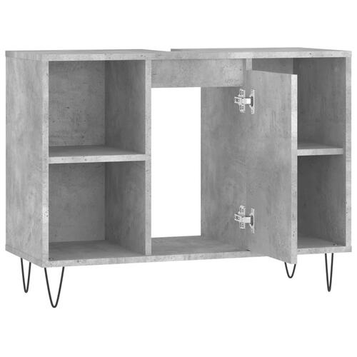Badeværelsesskab 80x33x60 cm konstrueret træ betongrå