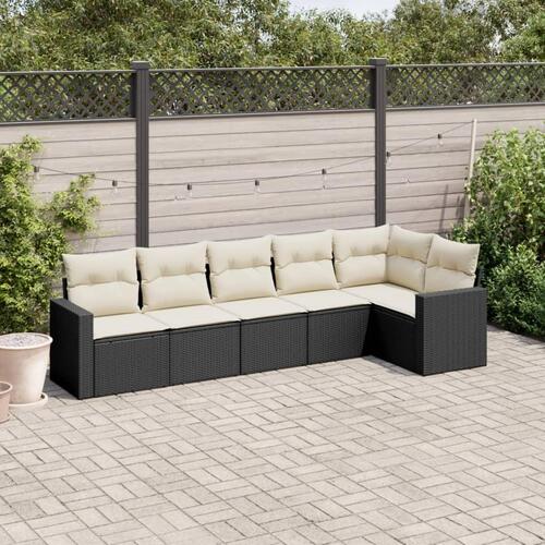 Sofasæt til haven 6 dele med hynder polyrattan sort