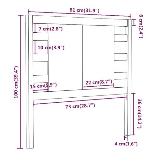 Sengegærde 81x4x100 cm massivt fyrretræ hvid