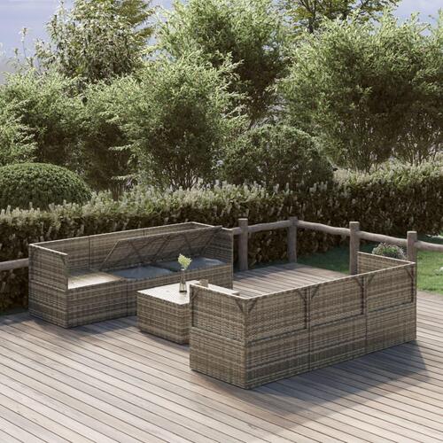 Loungesæt til haven 7 dele med hynder polyrattan grå