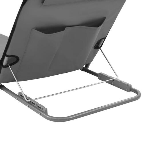 Foldbare strandmåtter 2 stk. stål og stof grå