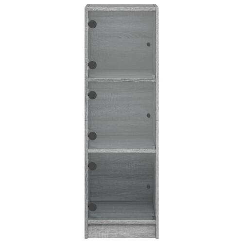 Skab med glaslåger 35x37x109 cm grå sonoma-eg