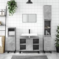Badeværelsesskab 80x33x60 cm konstrueret træ betongrå