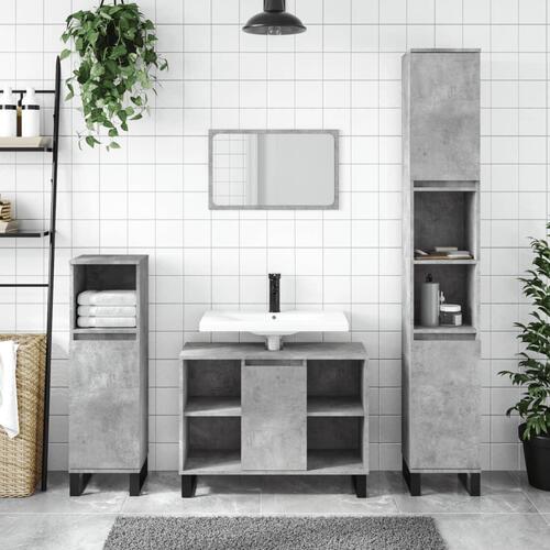 Badeværelsesskab 80x33x60 cm konstrueret træ betongrå