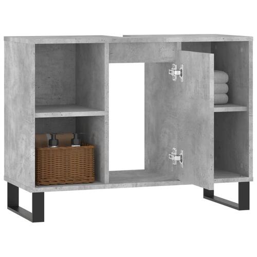 Badeværelsesskab 80x33x60 cm konstrueret træ betongrå
