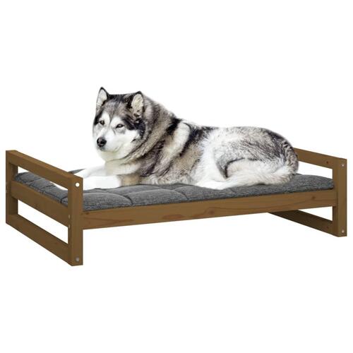 Hundeseng 105,5x75,5x28 cm massivt fyrretræ gyldenbrun