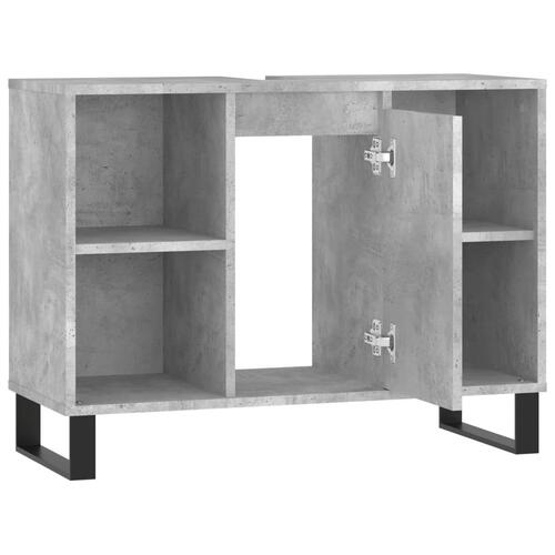 Badeværelsesskab 80x33x60 cm konstrueret træ betongrå