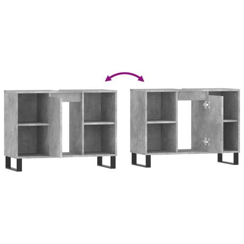 Badeværelsesskab 80x33x60 cm konstrueret træ betongrå