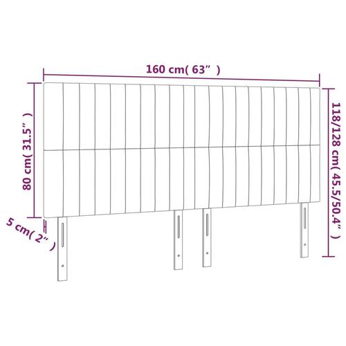 Sengegavl med LED-lys 160x5x118/128 cm stof mørkebrun