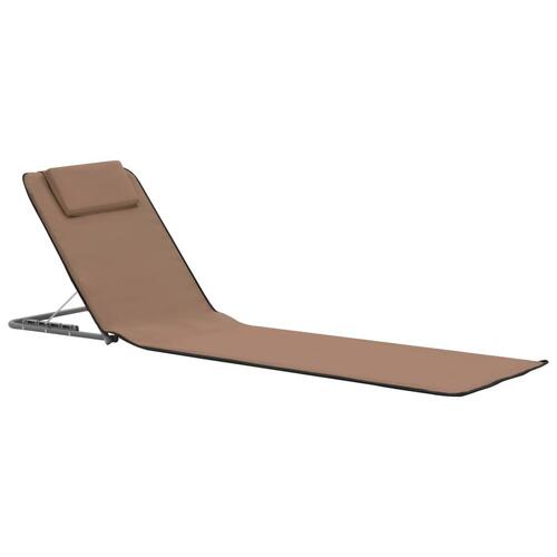 Foldbare strandmåtter 2 stk. stål og stof brun