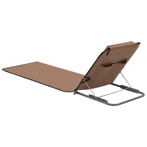 Foldbare strandmåtter 2 stk. stål og stof brun