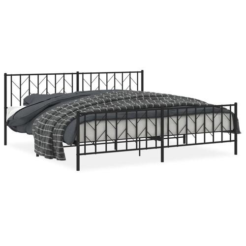 Sengeramme med sengegavl og fodgærde 200x200 cm metal sort