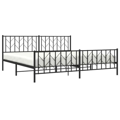 Sengeramme med sengegavl og fodgærde 200x200 cm metal sort