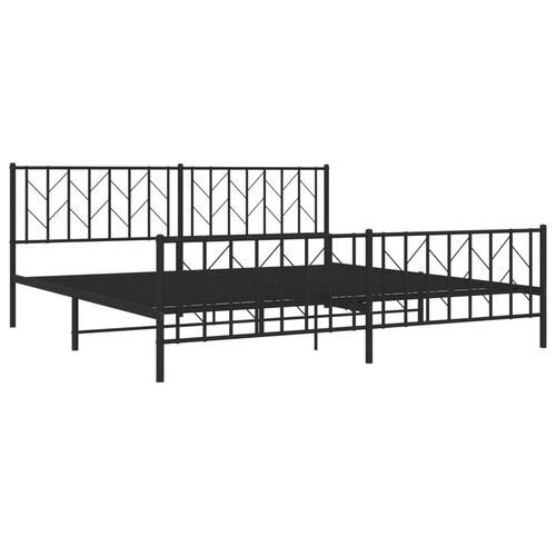 Sengeramme med sengegavl og fodgærde 200x200 cm metal sort