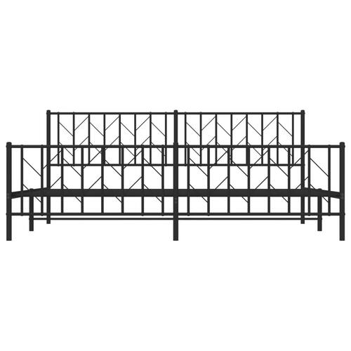 Sengeramme med sengegavl og fodgærde 200x200 cm metal sort