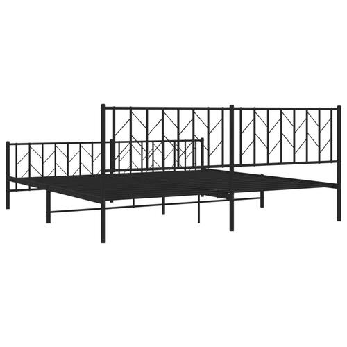Sengeramme med sengegavl og fodgærde 200x200 cm metal sort