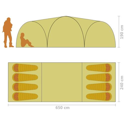 Iglotelt 650x240x190 cm 8 personer grå og orange