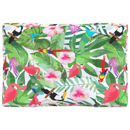 Pallehynde 120×80×12 cm - stof, flerfarvet tropisk print