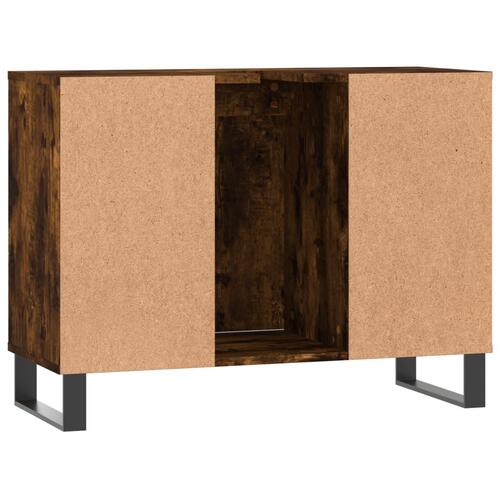 Badeværelsesskab 80x33x60 cm konstrueret træ røget egetræsfarve