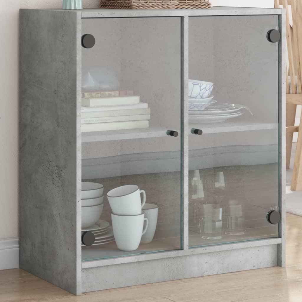 Skab med glaslåger 68x37x75,5 cm betongrå