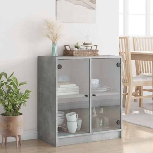 Skab med glaslåger 68x37x75,5 cm betongrå