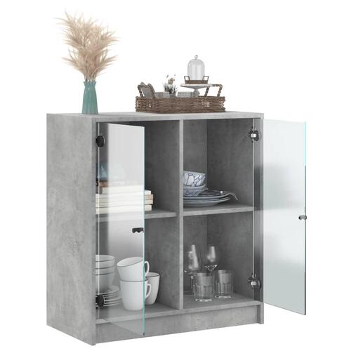 Skab med glaslåger 68x37x75,5 cm betongrå