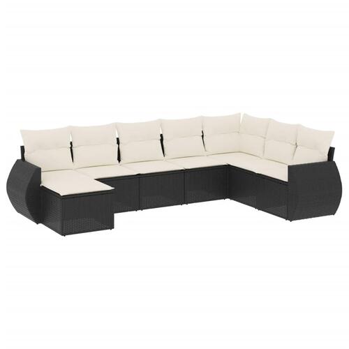 Sofasæt til haven 8 dele med hynder polyrattan sort