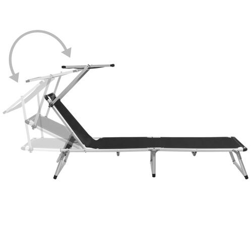 Foldbar liggestol med tag aluminium og textilene sort