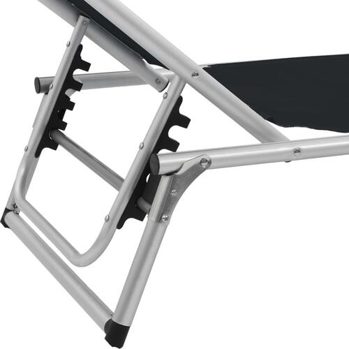 Foldbar liggestol med tag aluminium og textilene sort