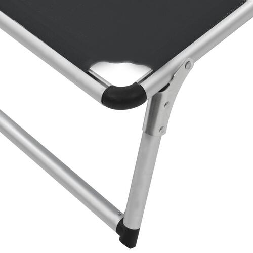 Foldbar liggestol med tag aluminium og textilene sort