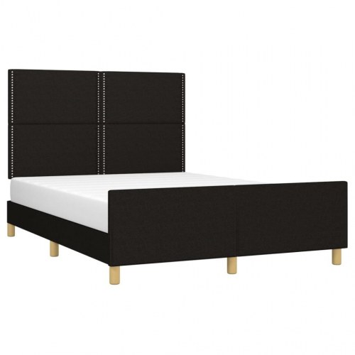 Sengeramme med sengegavl 140x200 cm - stof, sort