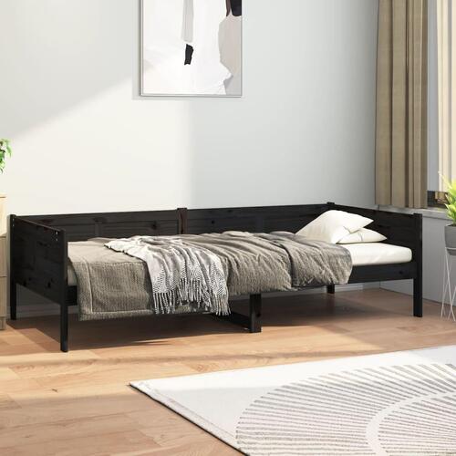 Daybed 80x200 cm massivt fyrretræ sort