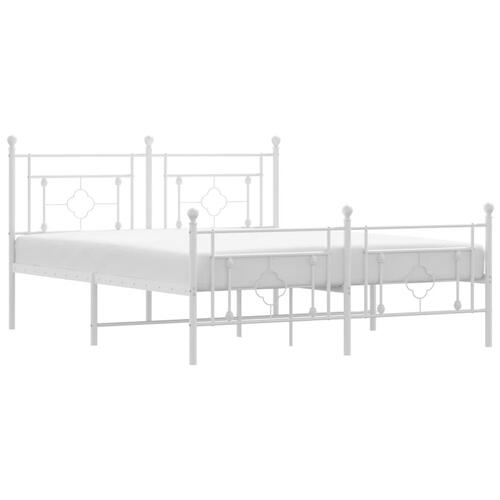 Sengeramme med sengegavl og fodgærde 150x200 cm metal hvid