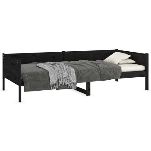 Daybed 80x200 cm massivt fyrretræ sort