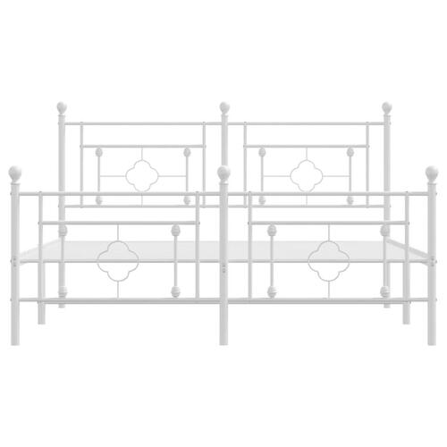 Sengeramme med sengegavl og fodgærde 150x200 cm metal hvid